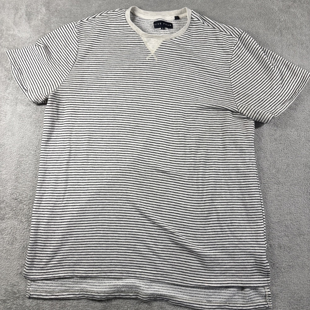 Five Four Crew Neck Short‎ Sleeve Sweater Black/Beige Striped Men's Size XL